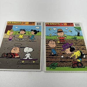 Vintage Peanuts Frame Tray Puzzle Lot Snoopy Charlie Brown Lucy Linus Golden - Picture 1 of 10