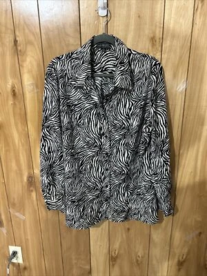 Blusa Element Talla XL Estampado de Cebra Manga Larga Abotonada Ropa de Trabajo Oficina Informal Foto 1 de 4