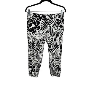 Talbots Hampshire Ankle Pants Women's Size 4 Petite Black White Tropical Print - Picture 1 of 8