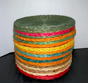 Vintage Retro Wicker Paper Plate Holders Color Rattan Picnic BBQ Camping Lot 21 - Picture 1 of 12