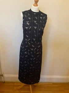 F&F navy lace overlay bodycon dress with high neck. Size 16 - Picture 1 of 6