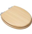 Fanmitrk Solid Wood Toilet Seat, Plywood SoftClose Toilet Seat with Metal Hinges