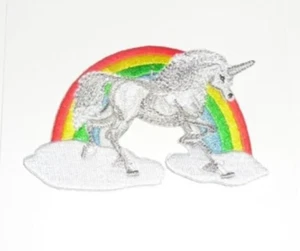 Unicorns Rainbow Embroidered iron-on Patch New 3 1/2" - Picture 1 of 3