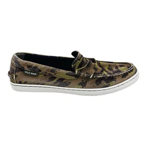 Mens 10 M Cole Haan Green Camouflage Canvas Casual Slip On Penny Loafers Camo - Picture 1 of 11