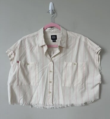 Top Urban Outfitters BDG Mujer Recortado con Botones Rosa Rayas Algodón Talla M Nuevo Foto 1 de 4