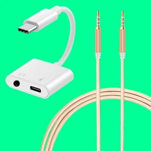 Type C to 3.5mm Jack Charging Adapter Earphone Cable fit Google Pixel 4 Phone - Picture 1 of 1