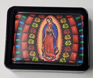 VIRGEN DE GUADALUPE PRINT MEN'S WALLET MULTICOLOR BUCKLE DOWN NWT  - Picture 1 of 8