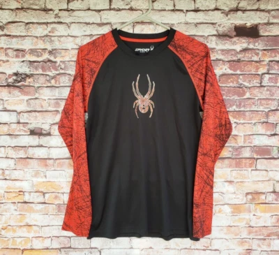🔥 Spyder Long Sleeve Black / Red Athletic Shirt Boys Large L XL Fitted - Image 1 of 4