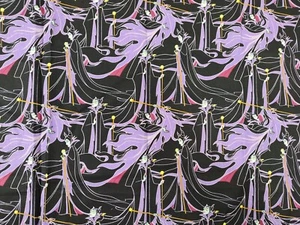 25 In Disney Villains Evil Maleficent Purple Black Woven Cotton Fabric - Picture 1 of 6