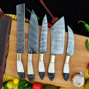 5-Piece Handmade Kitchen Knife Set with Complimentary Leather Cover - Picture 1 of 4