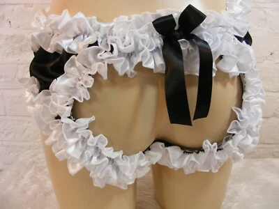 Bragas Sissy Premium French Maid Premium Open Butt para hombre lencería ropa interior Foto 1 de 4