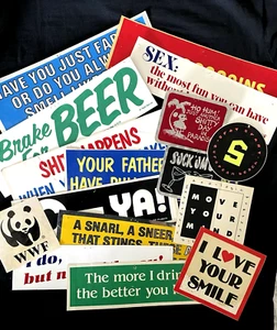 Lot Of 16 Vintage 1980's Various Humorous Stickers and Wall Art - Picture 1 of 4