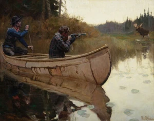 Philip Goodwin Moose Hunters Canvas Print 16 x 20 - Picture 1 of 4