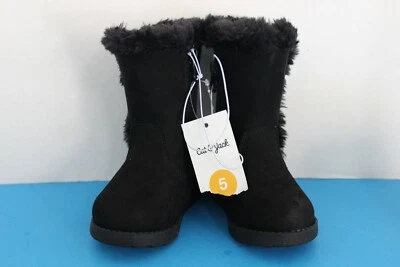 Cat & Jack Baby Toddler Girl Black faux suede BOOTS~Plush Inner~Size 5~Katrina - Image 1 of 4