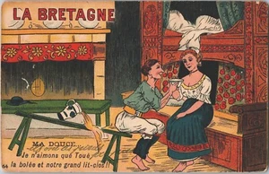 Postal francesa vintage CPA La Bretagne Ma Douce B130 - Imagen 1 de 2