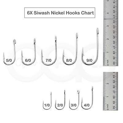 Gancho de pesca de níquel Siwash 50 piezas ojo abierto 1/0 2/0 3/0 4/0 5/0 6/0 7/0 8/0 9/0 Foto 1 de 3