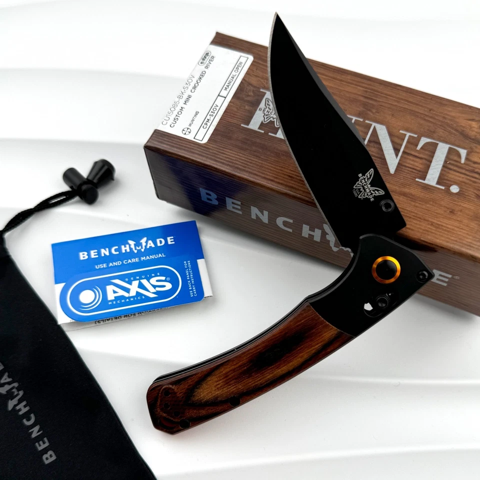 Cuchillo plegable Benchmade 15085-2 Mini Crooked River CPM-S30V negro aluminio madera Foto 1 de 4