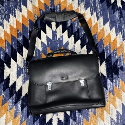 Tumi Formula T Leather Padded Compartment Briefcase 2951D With Strap Laptop Bag - Image 1 of 4