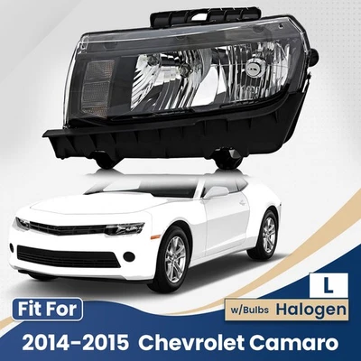 For 2014 2015 Chevrolet Camaro Halogen Headlight w/Bulb Left Side Chrome Housing Foto 1 de 4