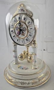 e1005) DREHPENDELUHR Dresdner Porzellan Handarbeit, Quartz, funktioniert, Glas - Bild 1 von 13