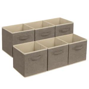 6 Pack Fabric Storage Cube Boxes Foldable Closet Basket Canvas Drawer Organiser - Picture 1 of 4