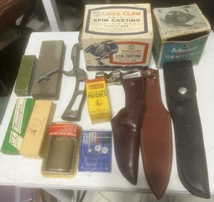 Trödel Schubladen Posten viele Messerscheiden, Angelrollenboxen Odds & Ends - Bild 1 von 8