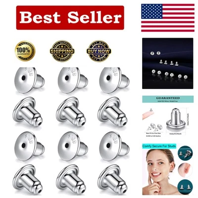 6 Pairs 14K Plated White Gold & Sterling Silver Earring Backs - Hypoallergenic - Image 1 of 4