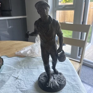 Antique "L' ANGELUS" Par M. Pierri Patinated Spelter Statue Figurine - Picture 1 of 5