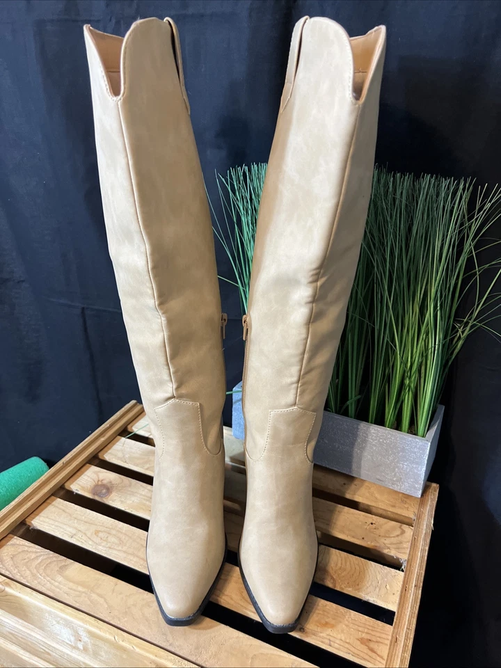 Botas para mujer Pink Lily estilo occidental hasta la rodilla talla 6,5 punta puntiaguda country Foto 1 de 4