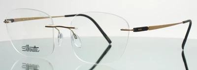 SILHOUETTE 5502 70 7530 Gold Black Mens Square Rimless Eyeglasses 53-19-140 B:42 - Image 1 of 4