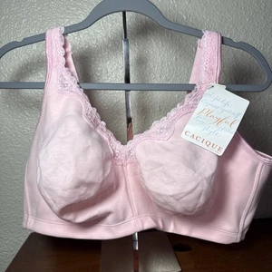 Sujetador Cacique Lane Bryant Sin Forro Inalámbrico Cubierta Completa Bebé Rosa Borde de Encaje 44DD NUEVO CON ETIQUETAS - Imagen 1 de 7