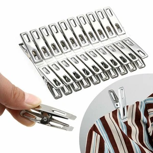 20/40Pcs Stainless Steel Washing Line Clothes Pegs Hang Pins Metal Clips Clamps - Picture 1 of 14