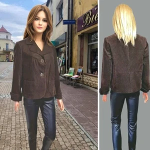 WALLIS JACKET SIZE 10-12 BROWN CORDUROY SHORT SINGLE BREASTED #9K - Picture 1 of 10