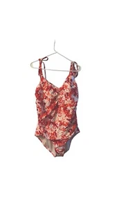 Time and Tru Women One Piece Swimsuit 2X 20W 22W Pink Flowers Bathing Suit - Imagen 1 de 3