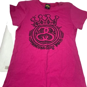 Vintage Stussy Women's T-shirt Size Medium International Stussy Tribe Pink - Picture 1 of 7