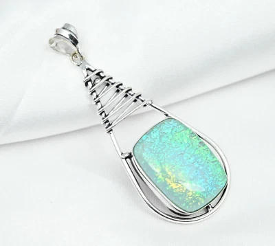 Loveing Australischer Triole Opal Edelstein 925 Sterlingsilber Handmade Anhänger - Bild 1 von 4
