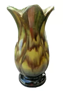 Vaso ceramica tedesca Germania Ovest 8" oro giallo marrone goccia lava 536/18 vintage - Foto 1 di 12