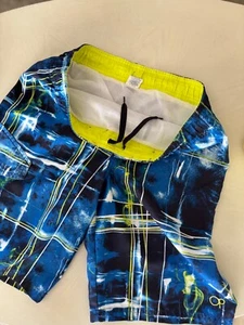 OP Swim Trunks Youth Size LG (10/12) Long Plaid Large Pocket Drawstring Close. - Picture 1 of 9