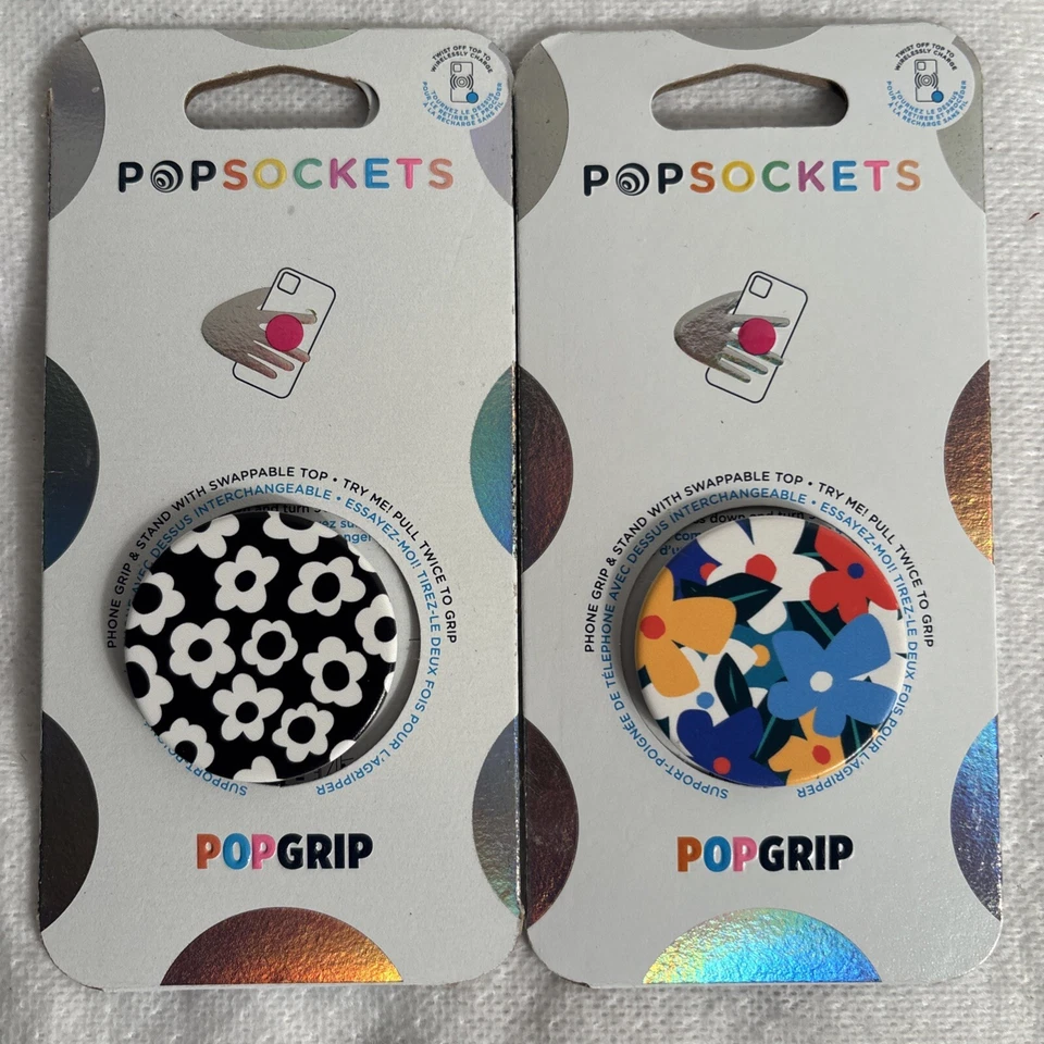 Lote de 2 Enchufes Pop - Flor Mod Negra + Empuñadura de Teléfono Fawna Floral PopGrip Foto 1 de 1
