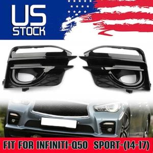 Gloss Black Fits Infiniti Q50 Sport 2014-2020 2017 Front Bumper Fog Light Cover - Picture 1 of 7
