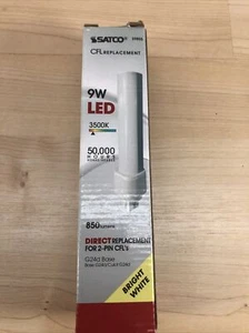 Satco S9855 9W LED CFL Replacement 2 Pin G24d base Bright White Horizontal opp - Picture 1 of 5