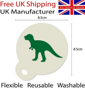 Dinosaur Coffee Duster Mylar Stencil Approx 8.5cm Washable Reusable - UK Shop - Picture 1 of 4