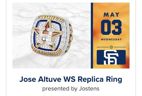 Jose Altuve Astros 2022 World Series Champions Ring SGA 5/3/2023 SHIPS SAME DAY Cover