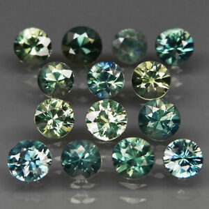 Round Diamond Cut 3.8 to 4.3mm.Blue Green Sapphire Australia 14Pcs/4.94Ct.