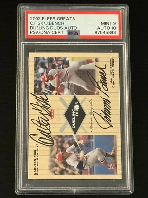 2002 Fleer Greats Dueling Duos Autograph Carlton Fisk/Johnny Bench - Image 1 of 2