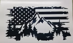 AMERICAN FLAG MOUNTAIN Vinyl Decal -Sticker for SUV Car Truck Bumper Wall Window - Picture 1 of 3