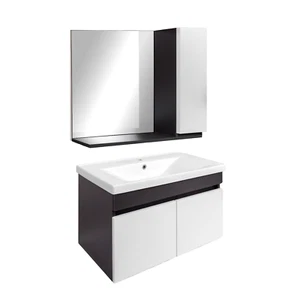 Meuble salle de bain complet SAVVA avec miroir largeur 80 cm Gris Anthracite - Foto 1 di 3