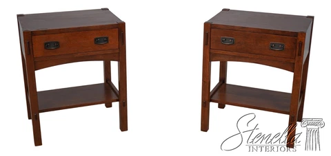 56626EC: Pair STICKLEY Mission Oak 1 Drawer Nightstands Cover