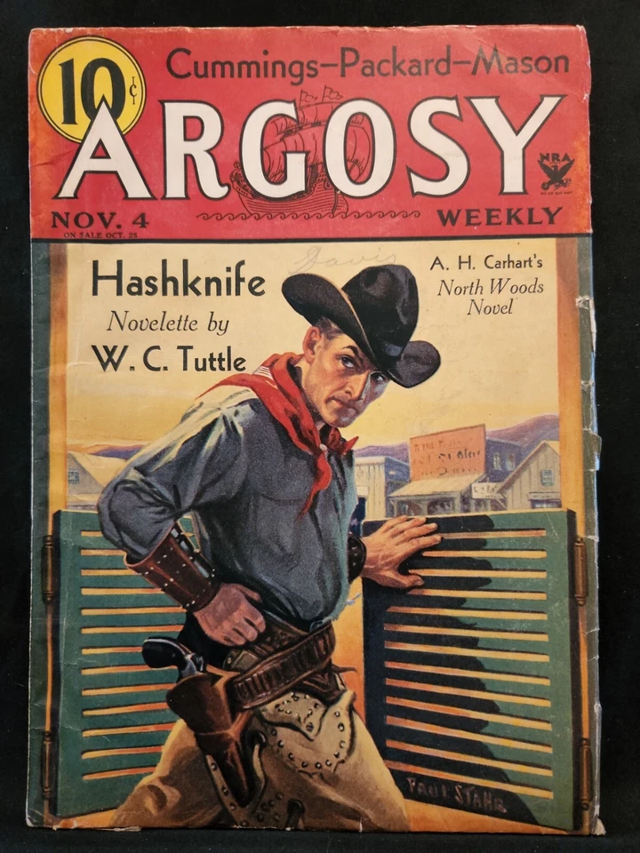 Argosy Magazine November 4 1933 Hashknife Novelette by WC Tuttle Foto 1 de 4