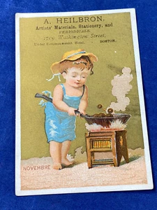 C.1885 Victorian Trade Card, A. Heilbron Artists' Supplies, Stationery - Boston - Bild 1 von 5